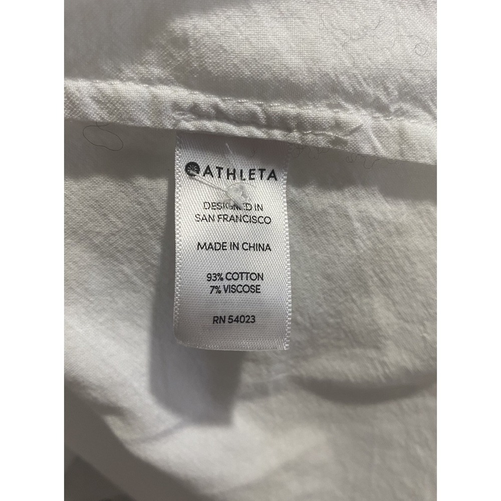 ATHLETA Marinwood White Button Up Back Stripe Long Sleeve Blouse Top Size XS - Picture 4 of 5
